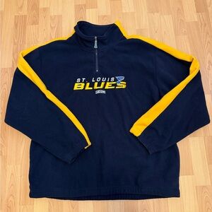 Y2K CCM St. Louis Blues Quarter Zip Fleece Pullover Mens 2XL XXL NHL Hockey Navy